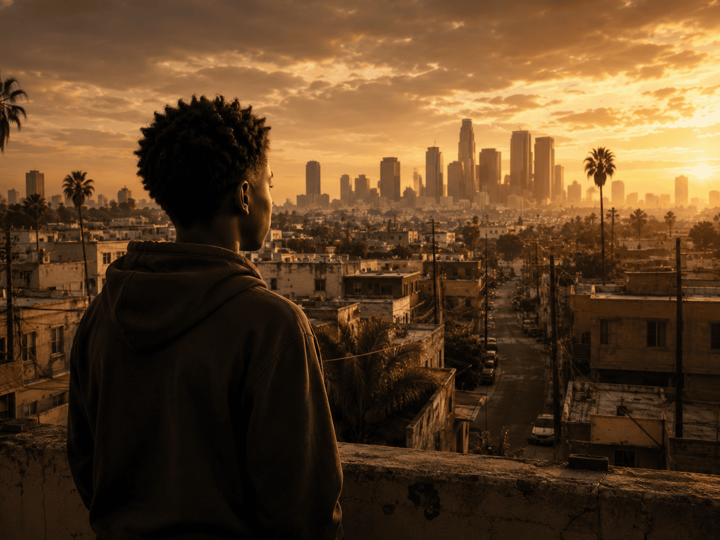 Urban neighborhood landscape representing the setting of Black Boy From the Barrio